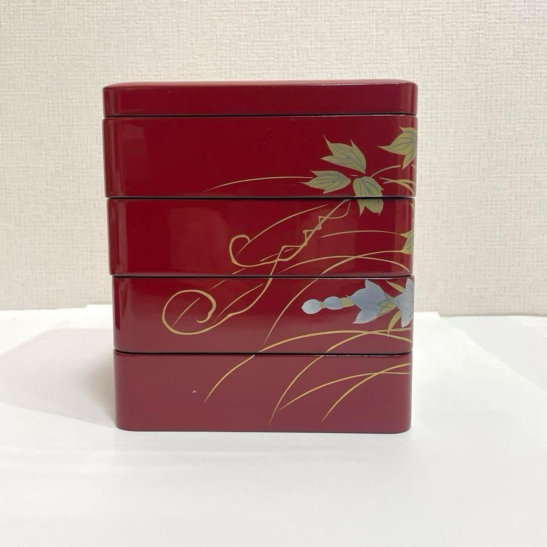 新品未使用 川連漆器 四段重箱 とおかもちセット16.6cm角 美品 四段重箱 とおかもちセット川連漆器 16.6cm×16.6cm