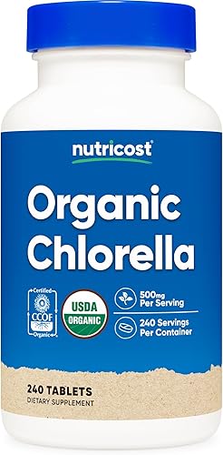 Nutricost Chlorella orgánica 500 mg, 240 comprimidos, sin gluten, sin OMG