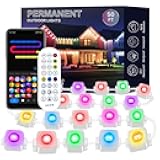 57ft Outdoor RGB Eaves Lights, 30 LEDs – High Brightness 50Lm/W, 72 Scene Modes, Bluetooth APP & Remote Control, IP65 Waterproof, DIY Holiday/Home/Garden Lighting