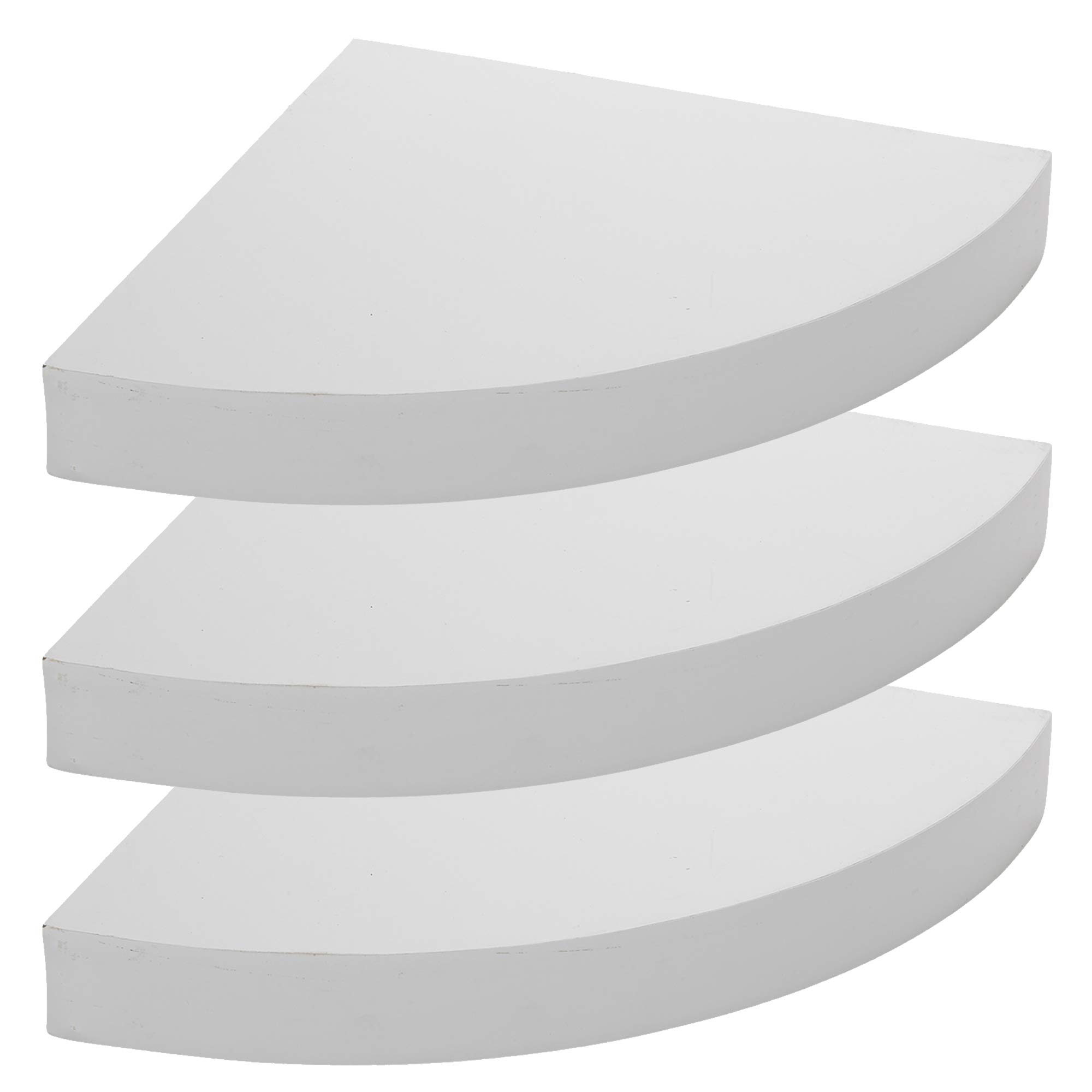 Urbnliving White 3 X Floating Wooden Wall Mounting Corner Shelf Display Unit (White)