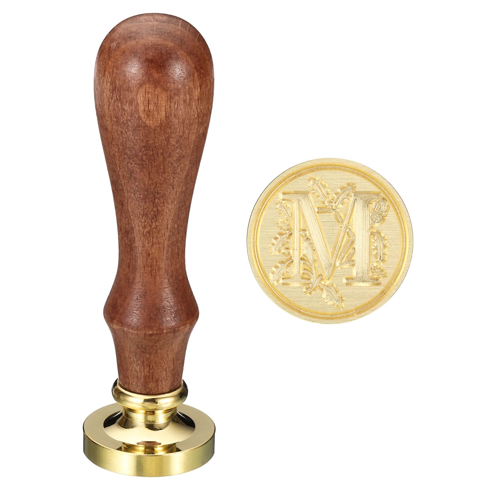 PATIKIL Alphabet M Wax Seal Stamp, Initial Letter Sealing Wax Stamp Classic Retro Removable Brass Head Wooden Handle for Envelope Invitation Cards, Style 3