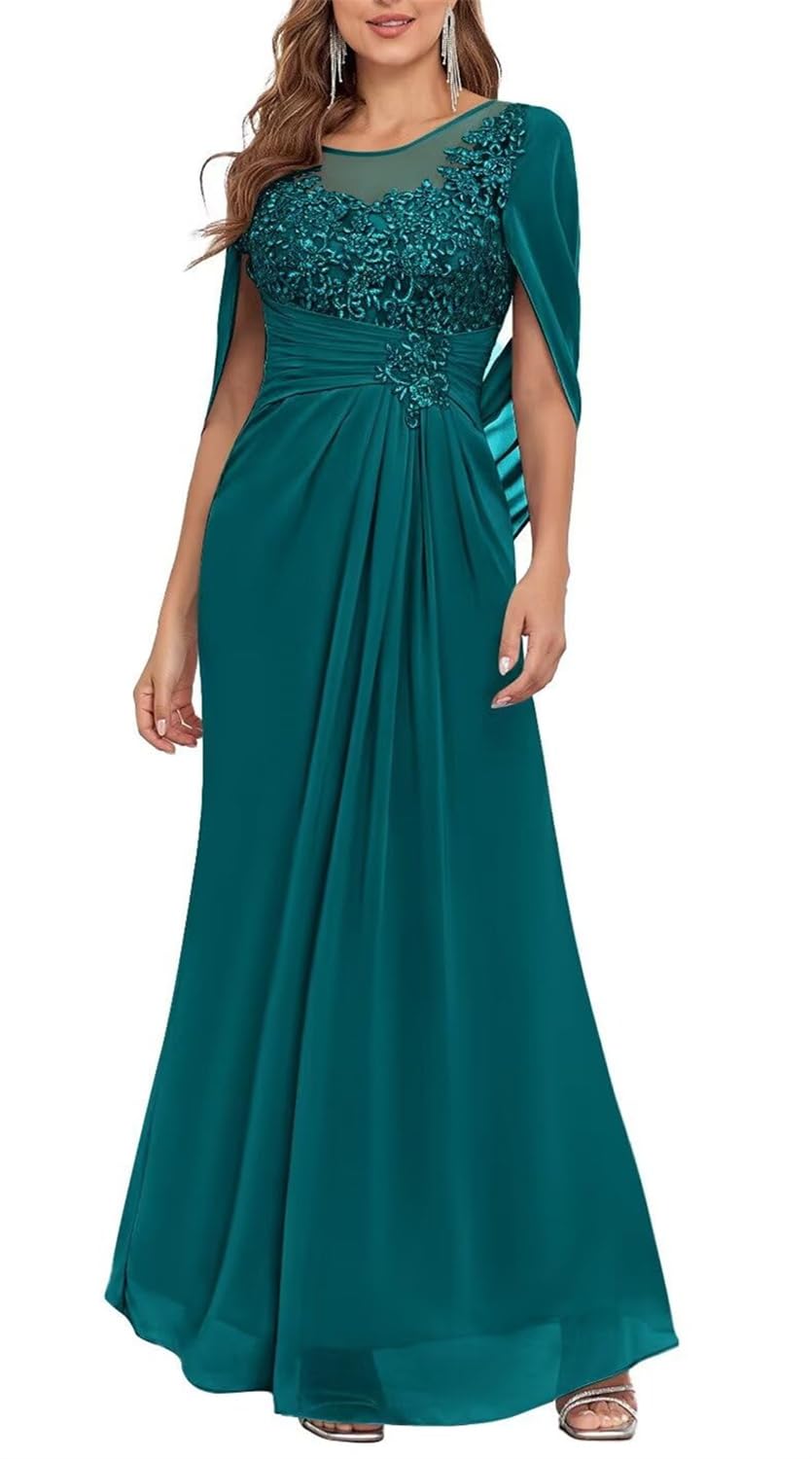 YIANN Lace Teal Mother of The Bride Dresses for Women 2024 Wedding Guest Sheath Formal Evening Gown UK14