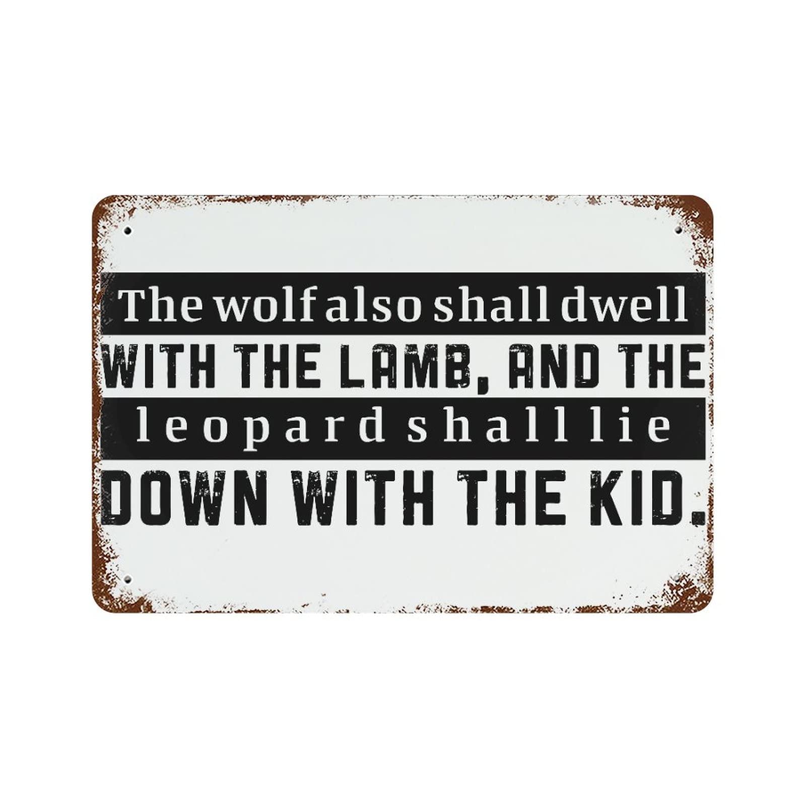 Panneau vintage pour abri de jardin et bar maison citation Wolf Lamb