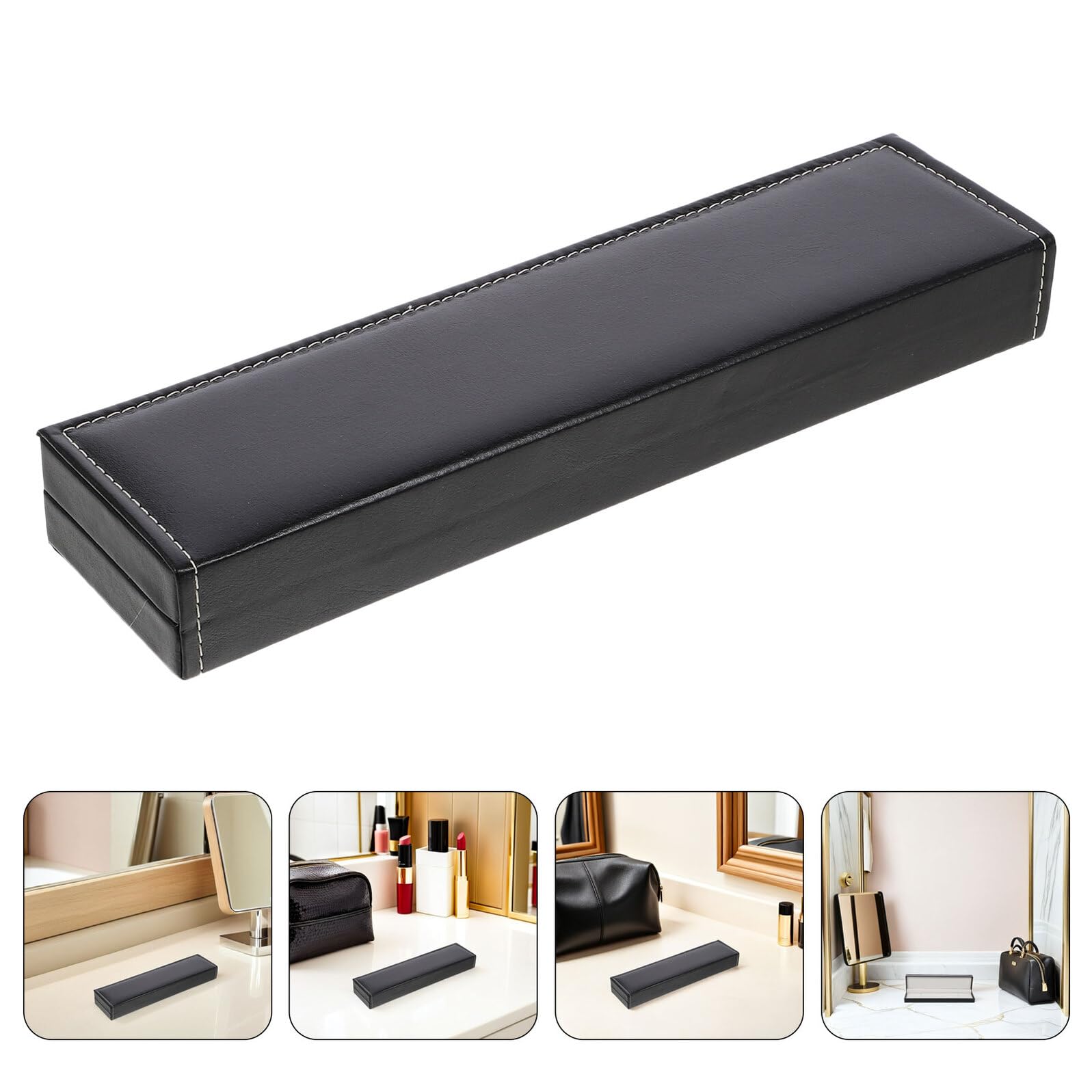 Caja Organizadora de Relojes Rectangulares Pu, 2 Piezas, Negro, Viaje