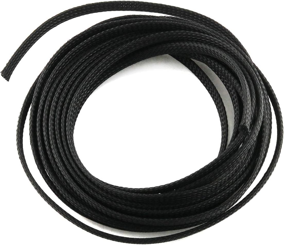 Eoutstanding 5M/16.4ft Cable Sleeve Black Insulated Braided Sleeve 6mm / 1/4Inch