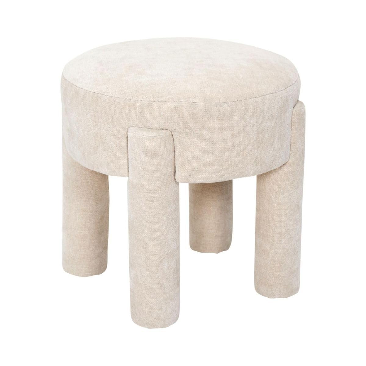 Tabouret d'appoint confortable rembourré beige tissu Stubby salon