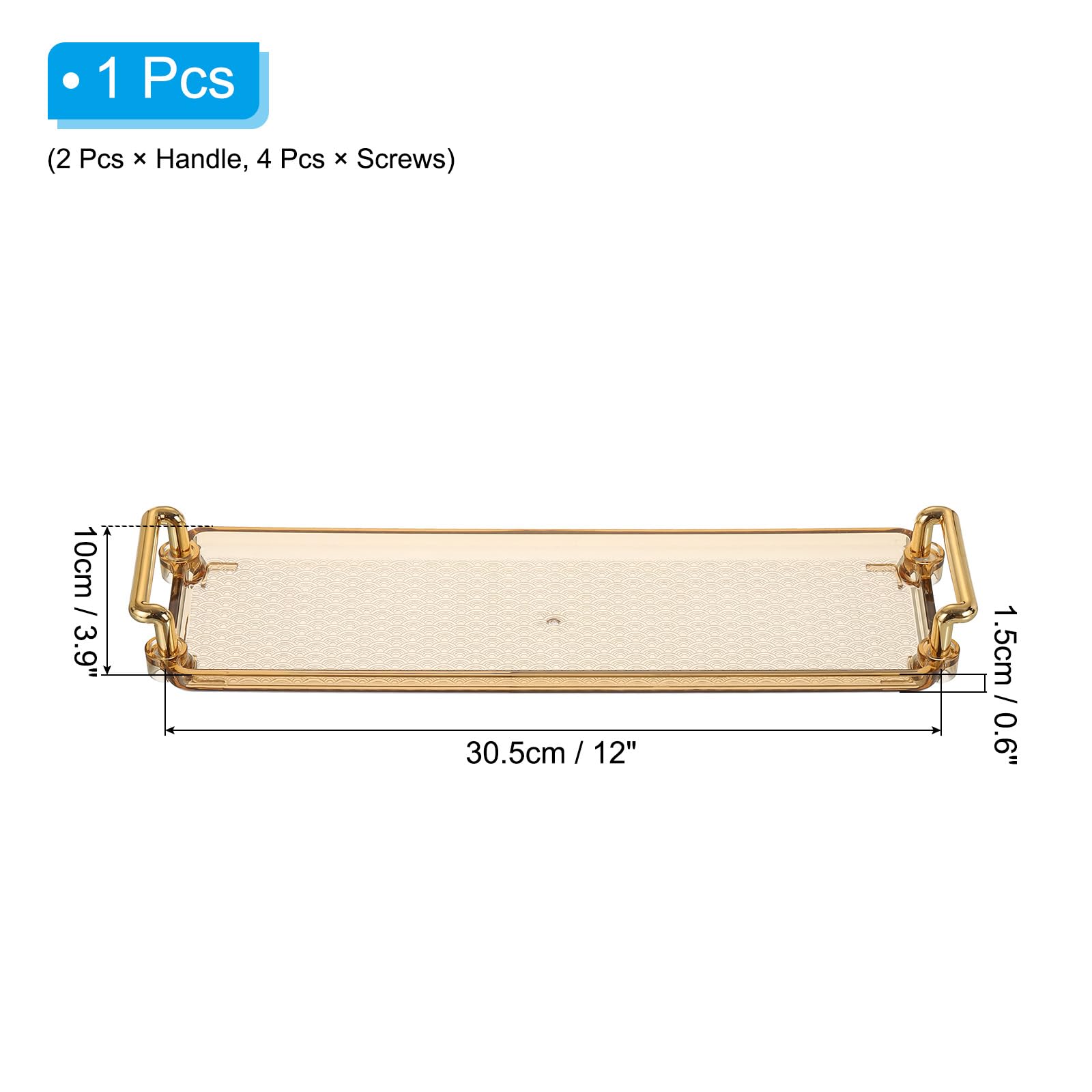 PATIKIL Plastic Serving Tray with Golden Handle - Image 2