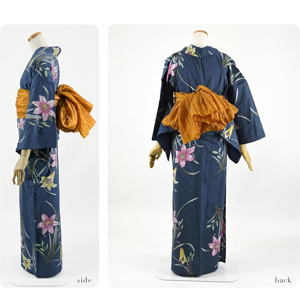 Amazon | 浴衣 セット 日本製 [なごみや] 三勝染 浴衣 兵児帯 2