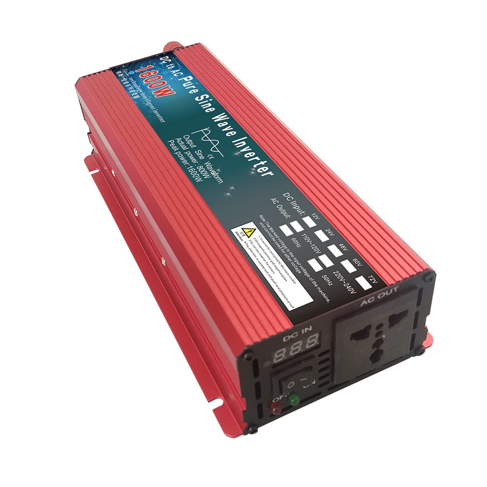 Falownik 12 V, 220 V, 1000 W, 2000 W, 3000 W, DC 24 V, 48 V, 60 V na AC 220 V, przetwornica napięcia z czystą falą sinusoidalną, mikroinwerter do samochodów, majsterkowanie (1600 W, 24 V-110