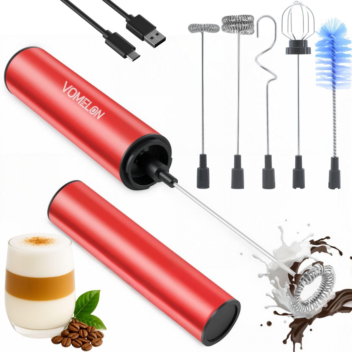Fouet électrique rechargeable pour créer un cappuccino onctueux lors du brunch du dimanche