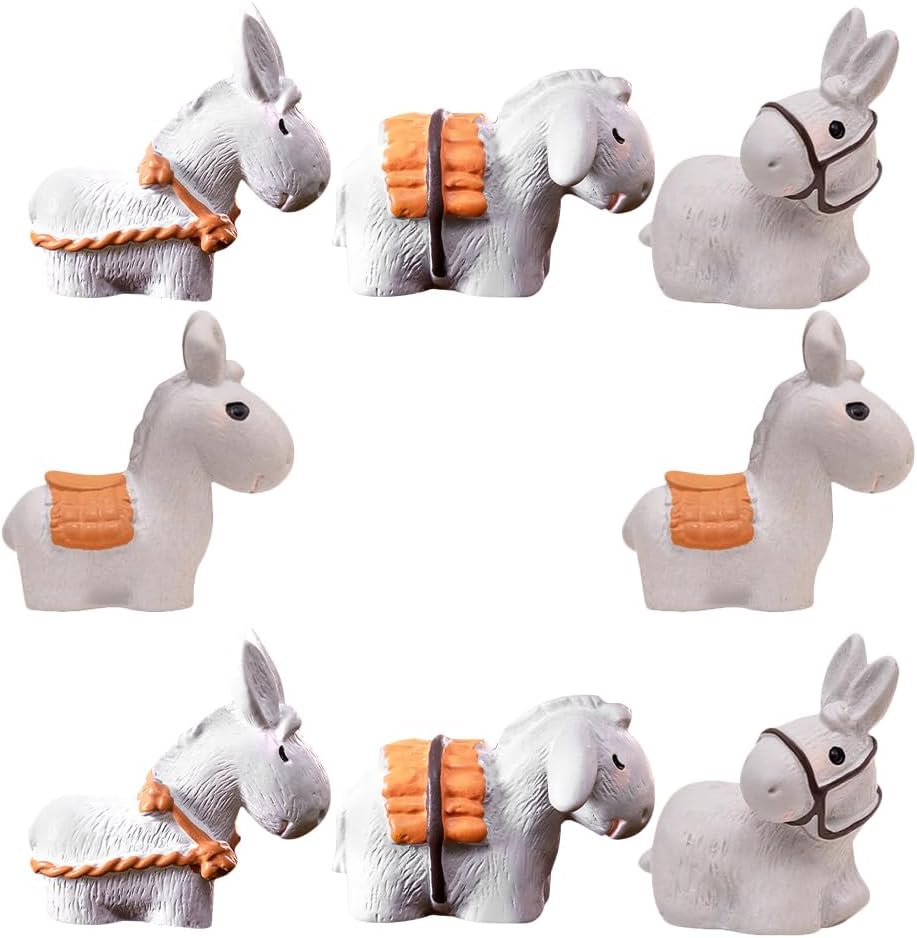 LUOZZY 40 pcs Mini Donkey Figurines Dollhouse Miniature Farm Animals Statues Resin Small Donkey Animals Model for DIY Dollhouse Farm Micro-Landscape Layout Prop