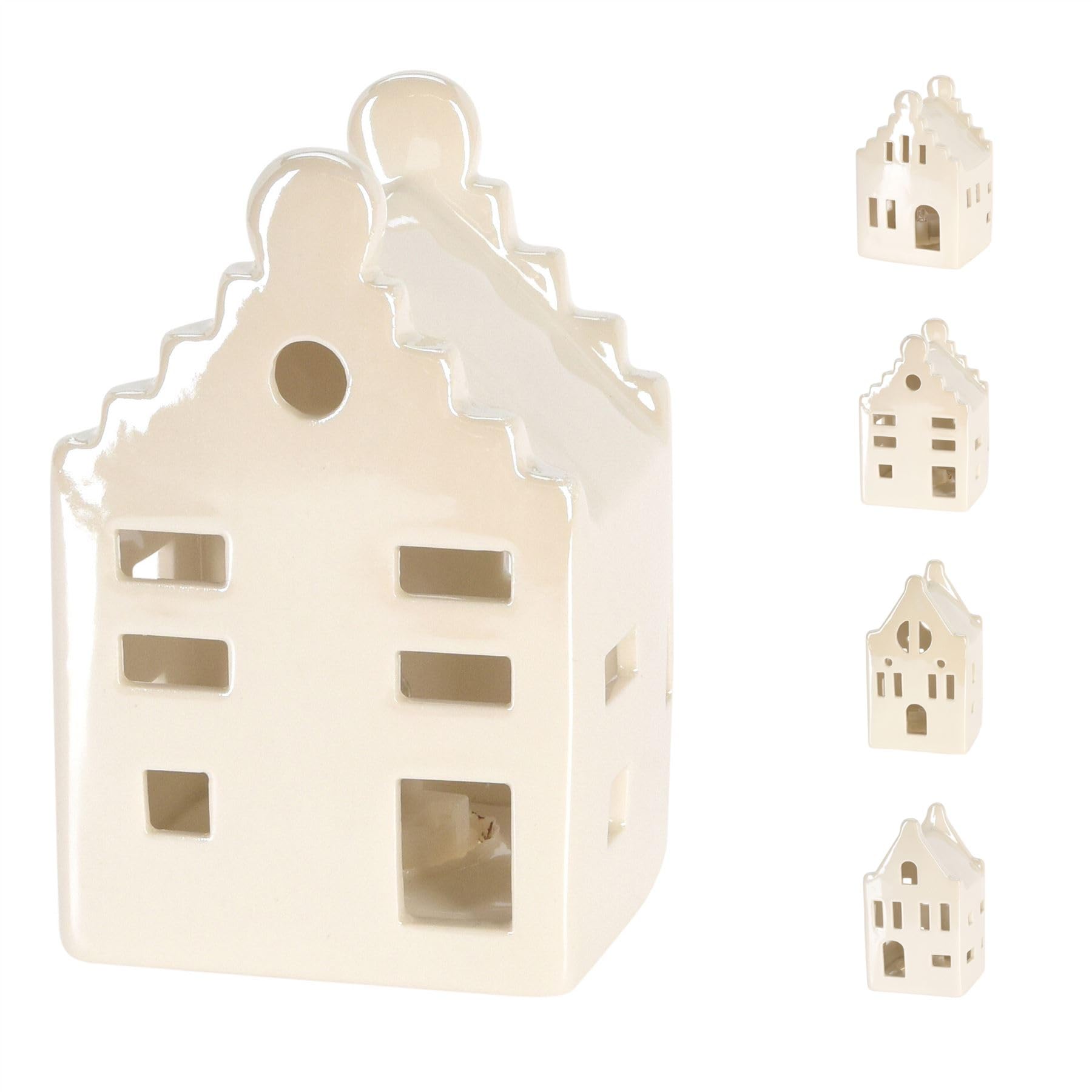 Carousel Home White 10Cm - Ceramic Led Christmas House | Light Up Festive Decoration | Christmas Village Light Up House ~ Design Varies One Supplied