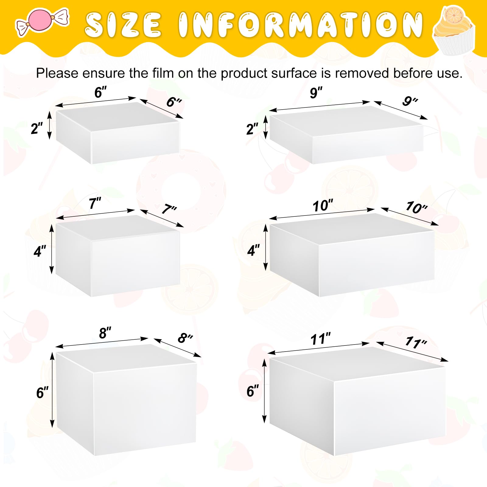 Leinuosen 6 elevadores de buffet, elevadores de alimentos para mesa de buffet, cubos acrílicos con soporte de exhibición inferior hueco para catering coleccionables de 6, 7, 8, 9, 10 y 11 pulgadas