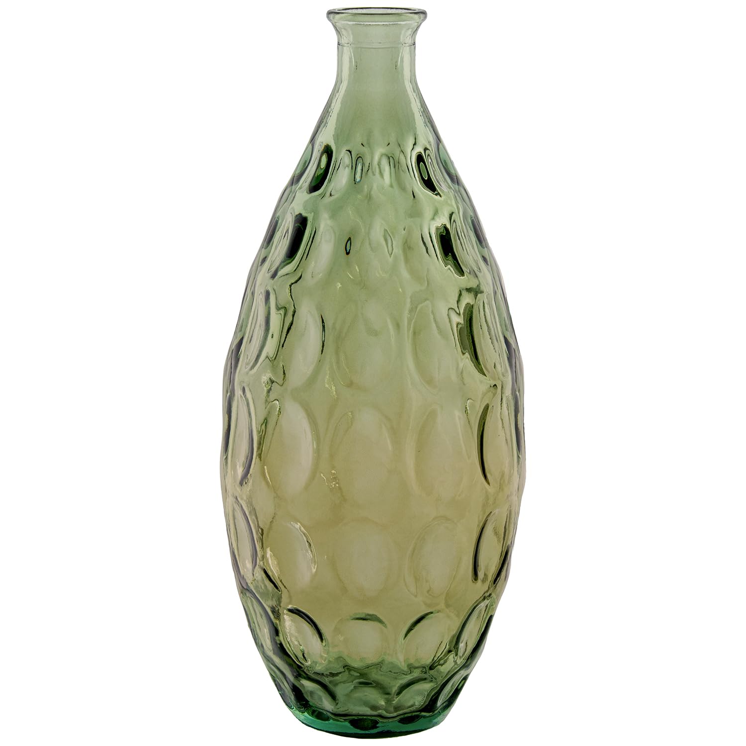 Vase en verre vert 39cm stable anti basculement pour grands bouquets de fleurs lourdes