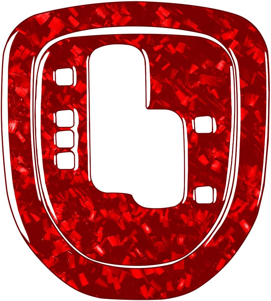 2pcs Car Auto Gear Shift Panel Sticker Kit Red Real Forged Carbon Fiber Interior Decor Compatible with Pontiac G8 2008 2009 Accessories Trim Decal
