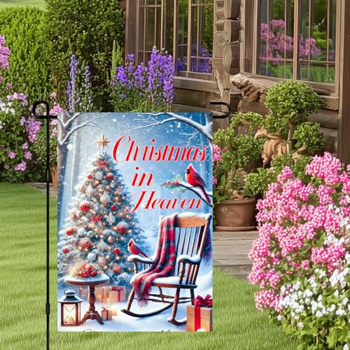 Image of BlissYard Christmas Garden Flag 12x18 Inch Memorial Red Bird Yard Decor