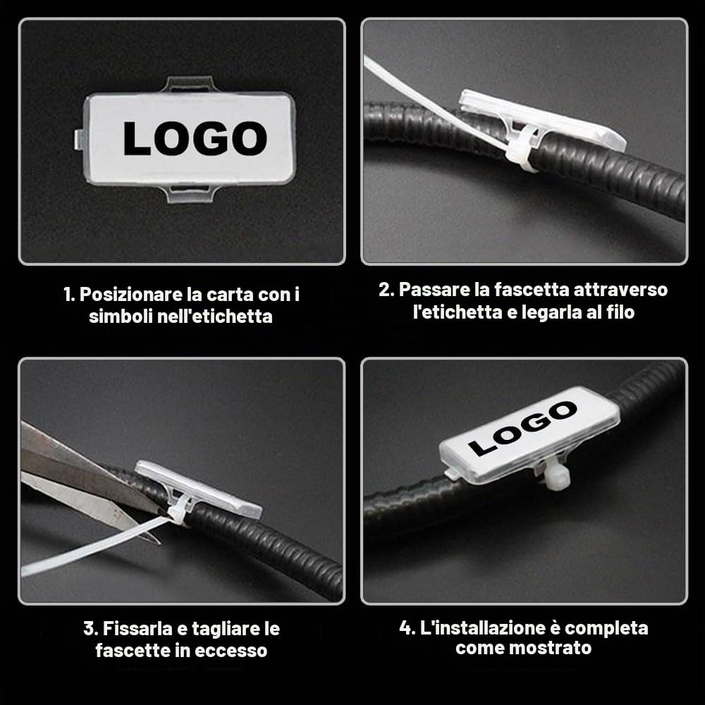 50 Pezzo Segnacavi Elettrici in Materiale di Nylon Scatola per Etichette Impermeabili per Cavi Fascette per Cavi Bianche Etichette per la Marcatura e la Classificazione di Vari