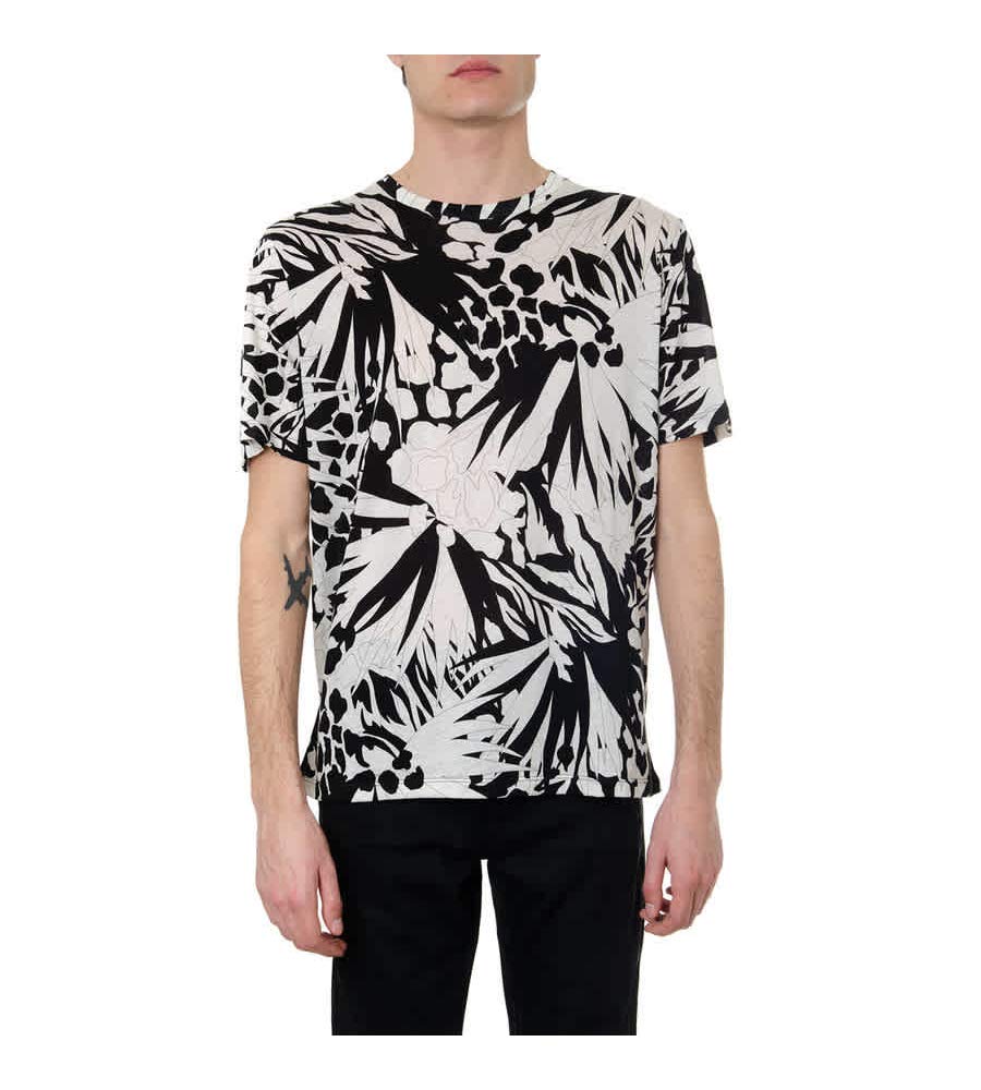 Saint Laurent Men's Black and White"Abstract Print" T-shirt, Brand Size Small