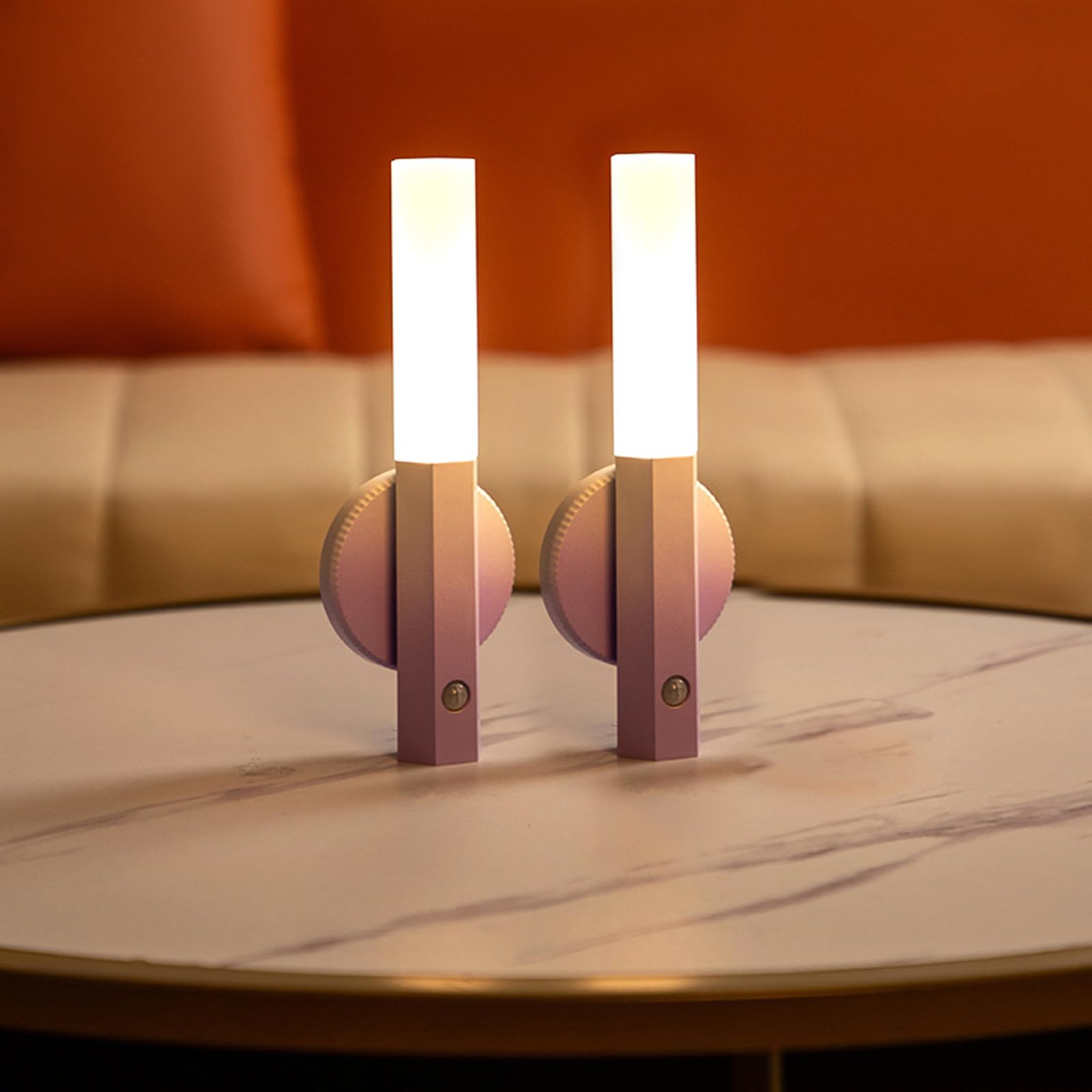 LED Applique da Parete Interno Wireless Ricaricabile USB Lampada da Parete con Sensore di Movimento Lampada a Muro Magnetica per Cameretta Scale Corridoio (Viola,2 Pezzi)