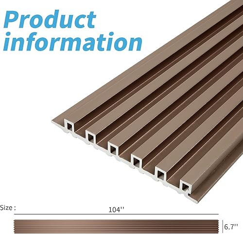 Miniatura 6 de Art3d Paquete de 8 paneles de pared de listones de 104 x 6.7 pulgadas, paneles de pared 3D WPC con acabado de metal brillante, paneles 3D para