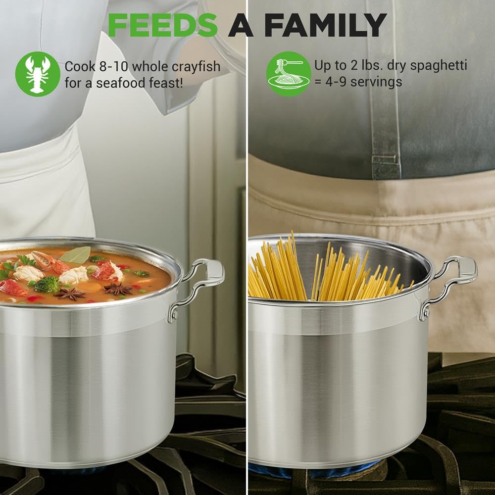 NutriChef Pentola in acciaio inox da 7,6 l, per induzione – Pentola compatta con coperchio per singole e piccole famiglie, lavabile in lavastoviglie e salvaspazio, ideale per pasta, zuppe e pasti
