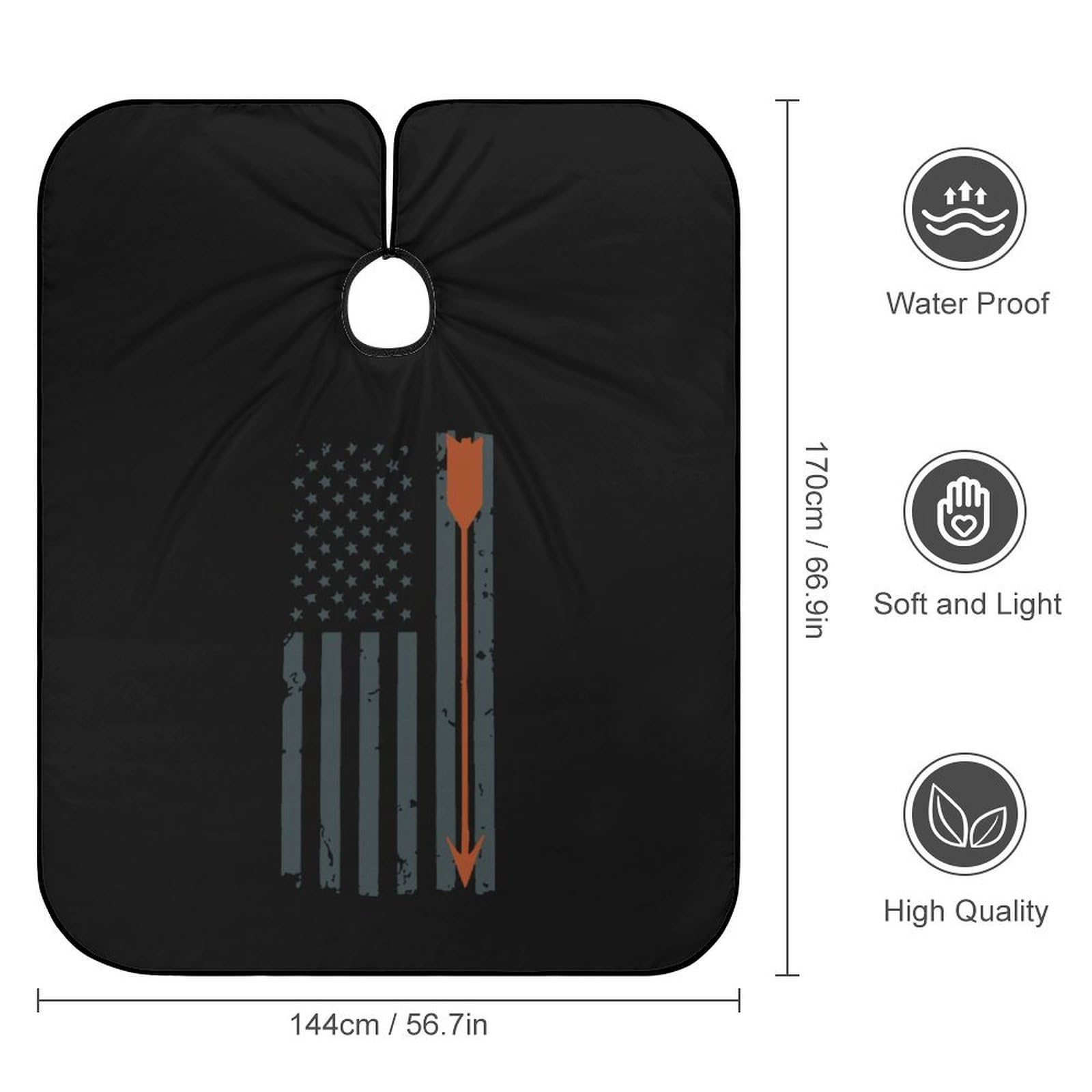 Red Archery Arrow Distressed Flag Hair Cutting Cape for Men Women Waterproof Barber Cape Adjustable Salon Haircut Capes