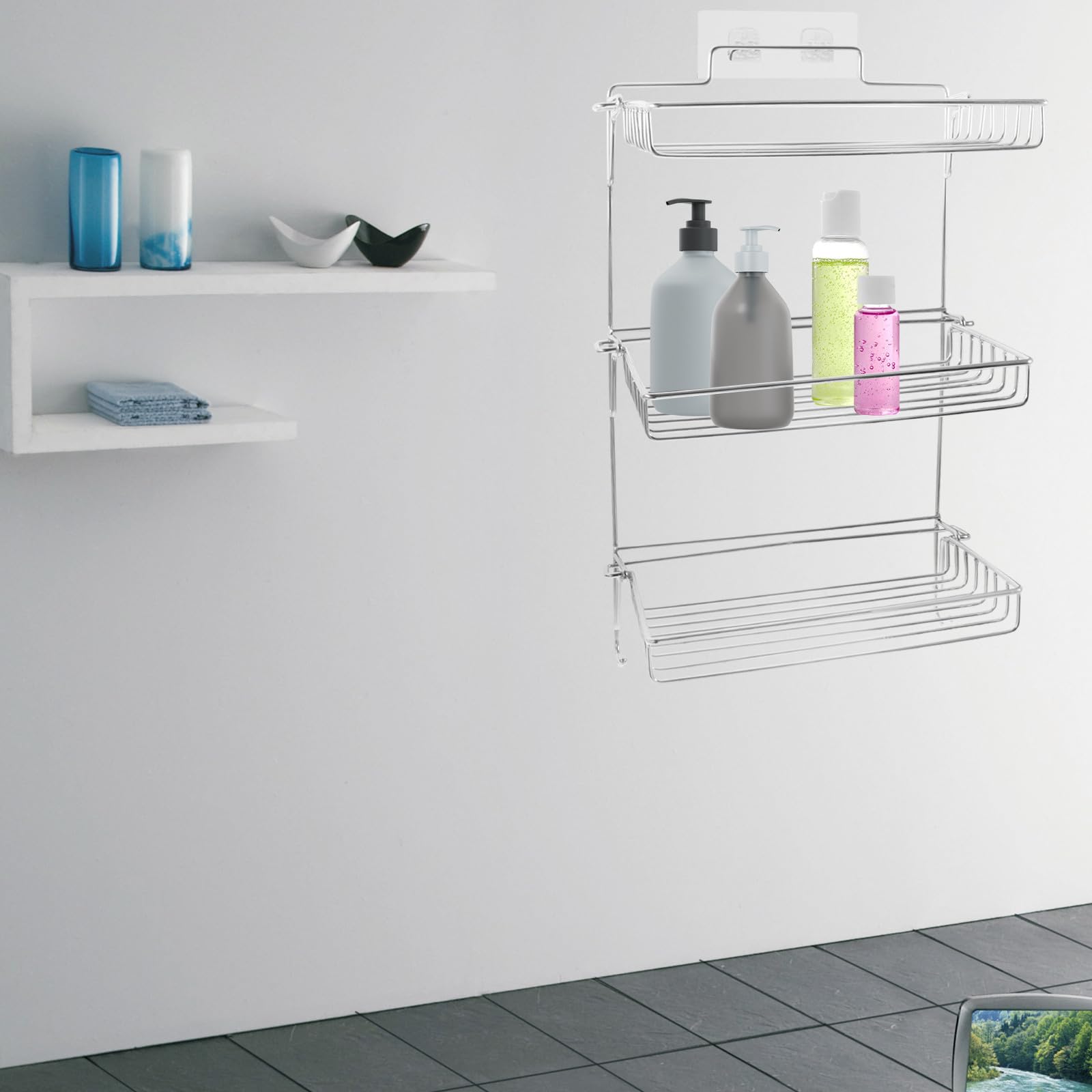 Estantería Plegable de Pared para Baño sin Taladro Organizador de Acero Inoxidable con Diseño Ventilado y Drenaje Rápido Repisa Segura y Resistente para Productos de Higiene