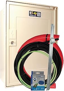 Carré Rouge - Coffret Compteur de Chantier Triphasé 10/30A, 6/18 KVA, Pack Complet 10m - Compatible Raccordement ENEDIS, Fabrication Française - 49 x 35 x 20 cm