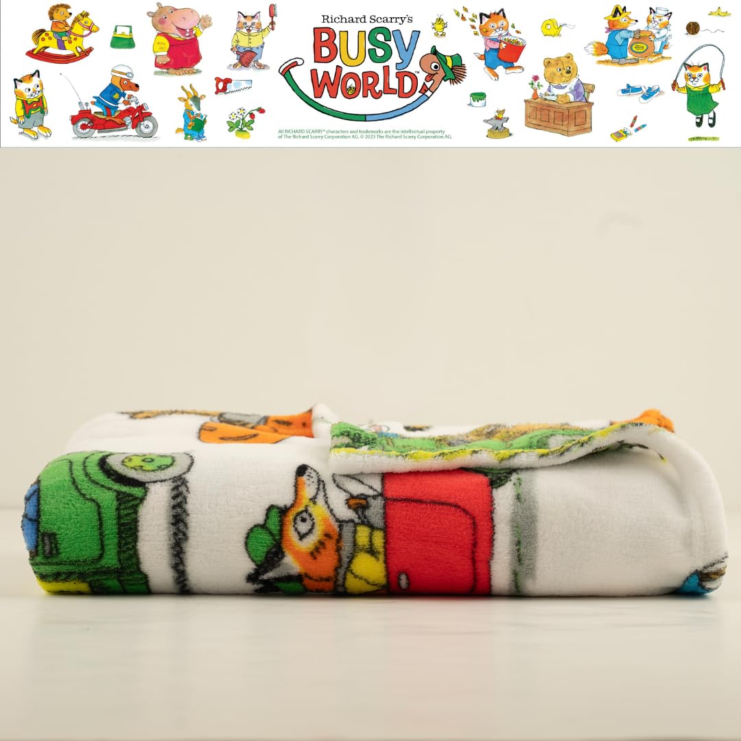 Franco Richard Scarry Set Biancheria Letto Matrimoniale Bambini - 3 Pezzi In Microfibra Morbida, Licenza Ufficiale