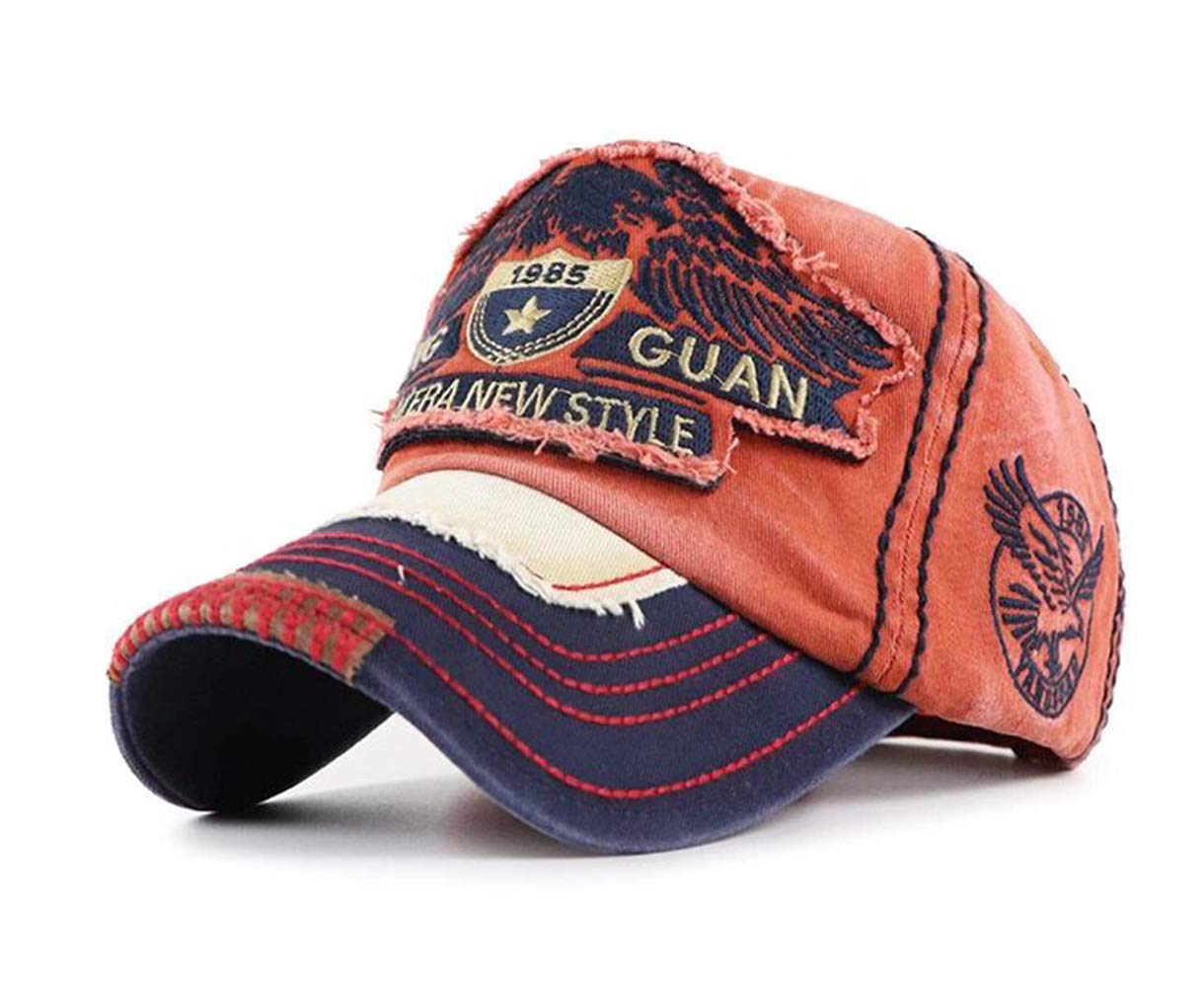 RUICHENG Vintage Distressed Baseball Caps Unisex Snapback Trucker Hat (Orange)