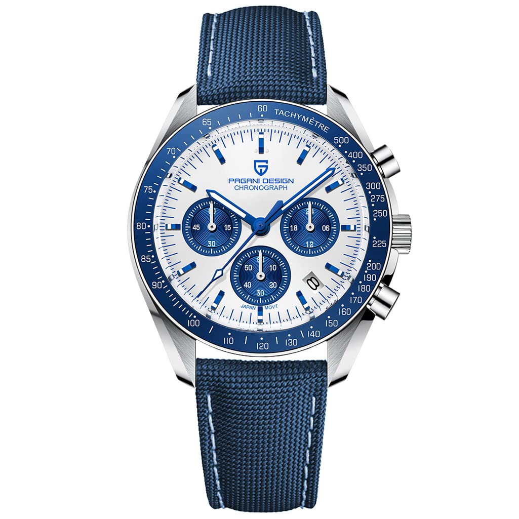 Pagani Design 1701 V3 Orologi da Uomo, Movimento al Quarzo VK63 Acciaio Inossidabile Impermeabile 100M Moon Orologio Da Polso Cronografo