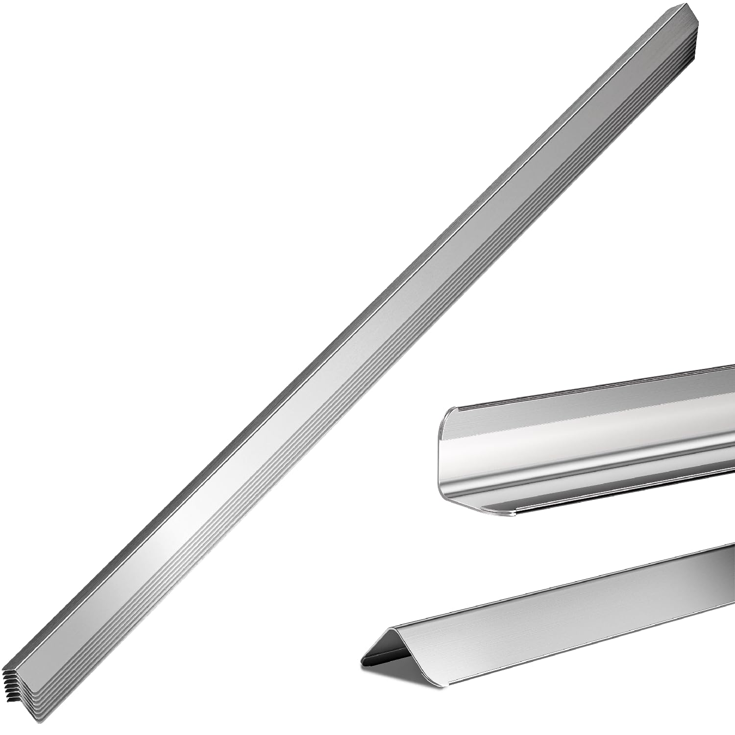 96x1.5x1.5 inch 304 stainless steel wall corner guards (10-pack) heavy duty rounded corner protector, smooth folded edge design for wall protection 90° angle metal edge guard