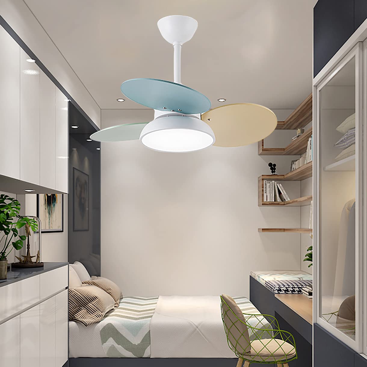 Ventilateur silencieux lumière de plafond avec télécommande pour salon et bureau