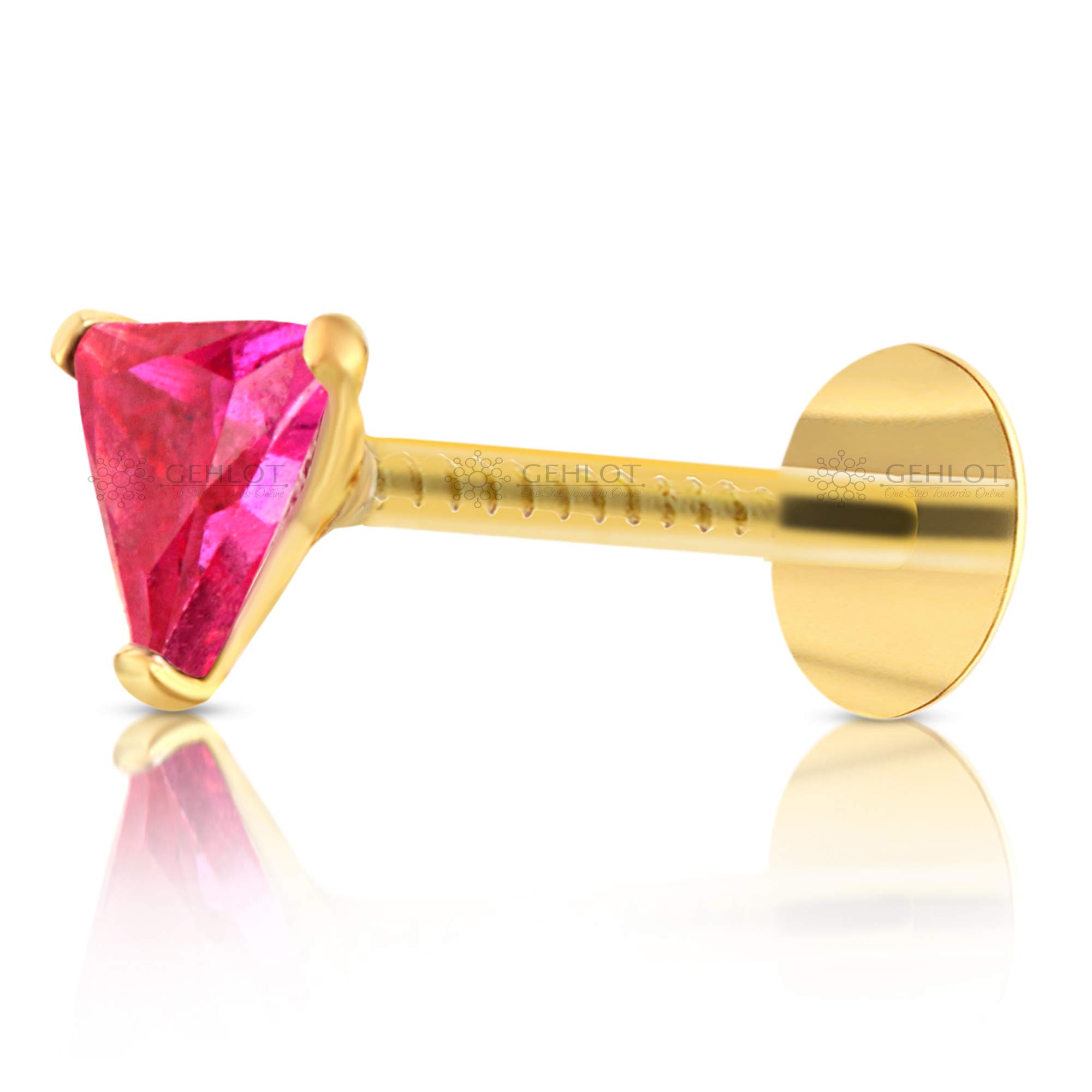 GEHLOT ; OneStep Towards Online 12karat Yellow Gold Nose Pin Stud | Triangle Design Diamond Piercing Nose Stud | For Women and Girls - Dark Pink (B091CQNBW5) Amazon Price History, Amazon Price Tracker