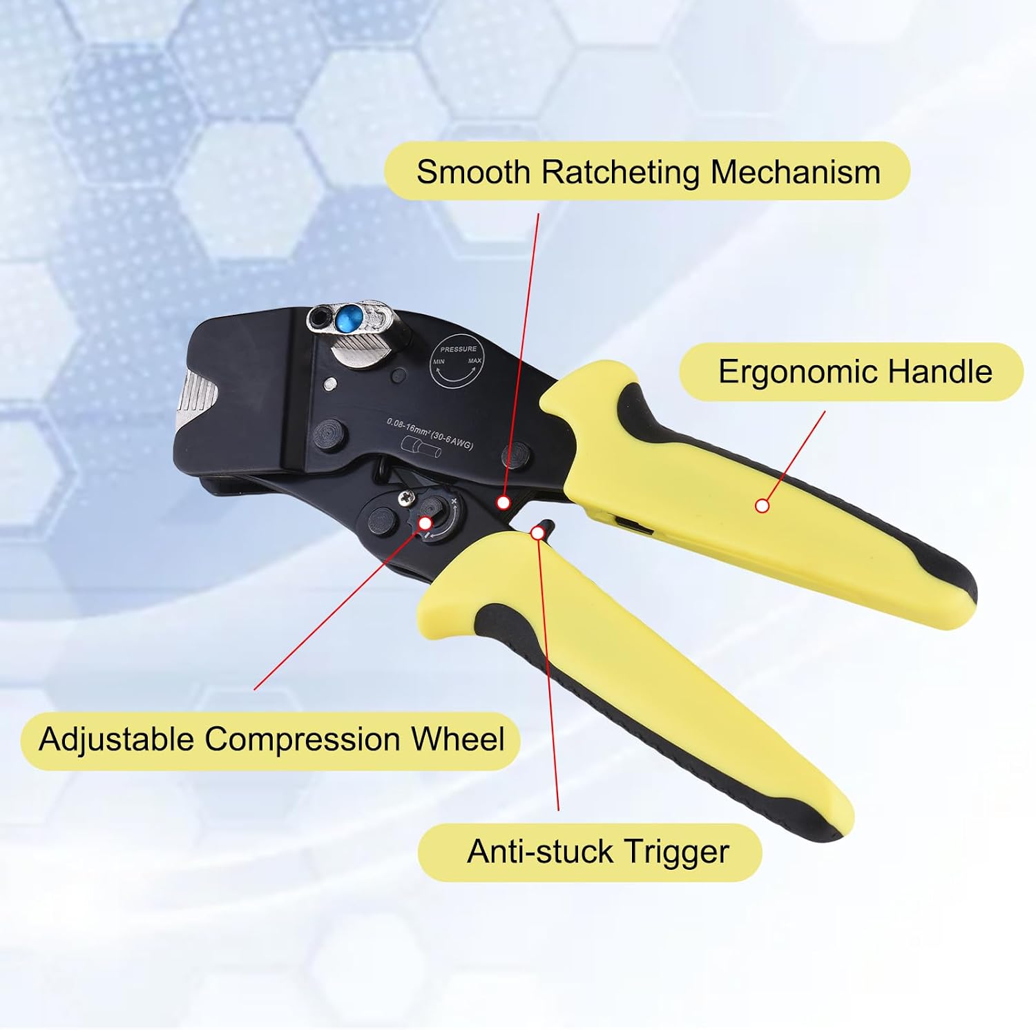 Hilitand Ratcheting Crimping Tool Heavy Duty Steel Crimping Pliers with Ergonomic Grip for Wire Terminals 25mm Electrical Connectors Crimps