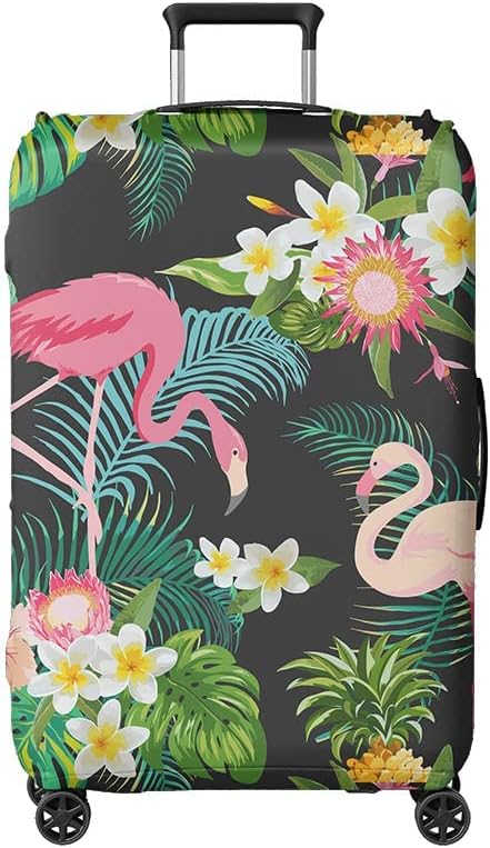 Travel Luggage Cover Suitcase Protector Flamingos Bag & Luggage Tag Fits 18-32 Inch Luggage (S(18-21 inch luggage), Flamingos)