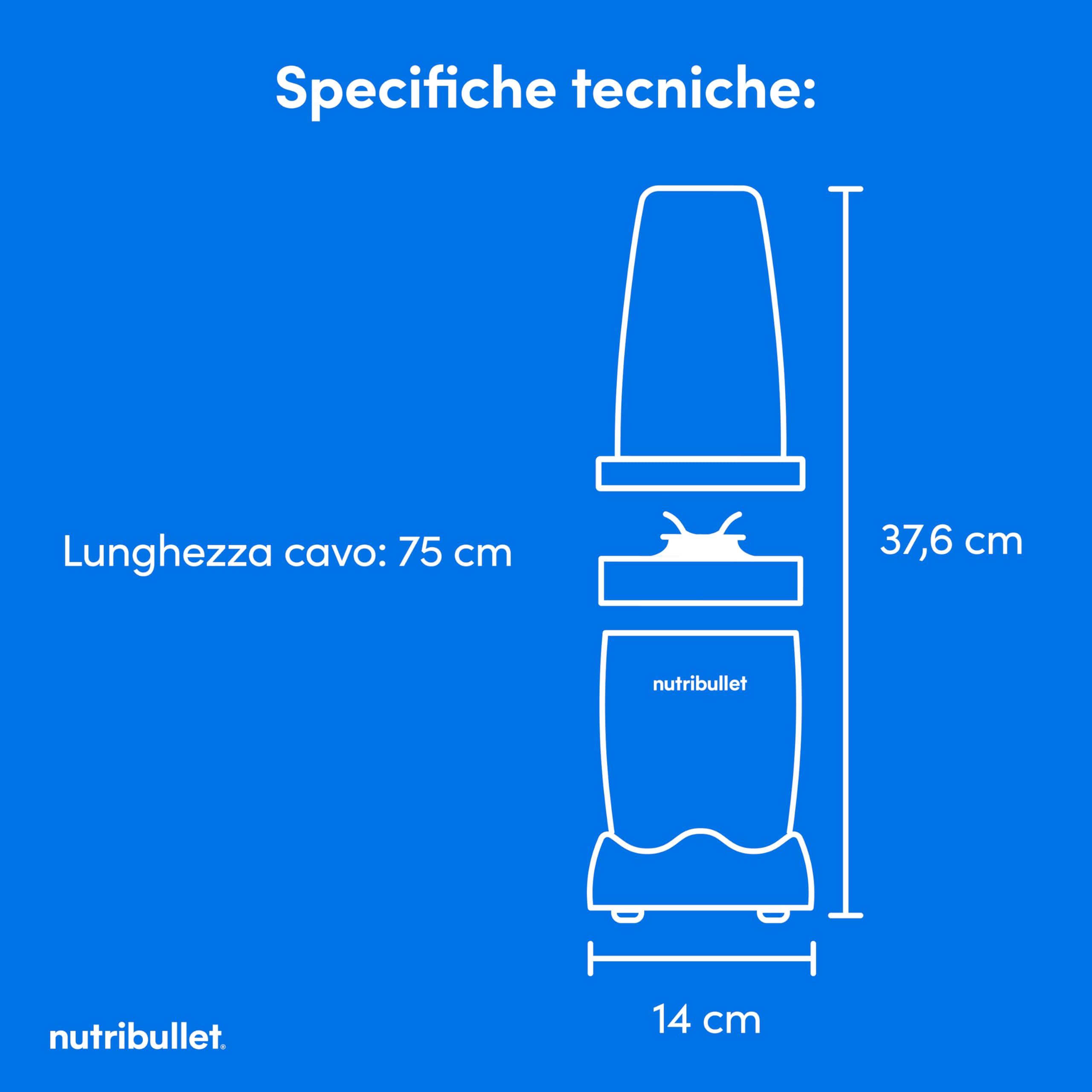 Nutribullet Pro 900 - Frullatore Multifunzione, Frullatore per Smoothie Nutrienti, Frutta e Verdura, Design Compatto, Uso Facile e Pulizia Veloce, 900W, Bicchiere 710ml, Blu Grigio (NB904MASL)