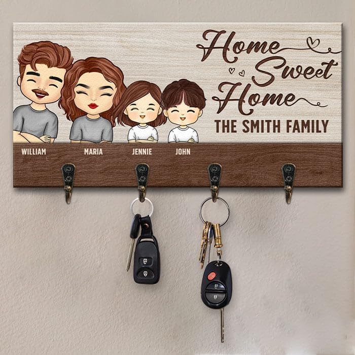 Miniatura 6 de Pawfect House Percha de llaves personalizada para decoración del hogar, regalos personalizados de aniversario de cumpleaños para marido y esposa,