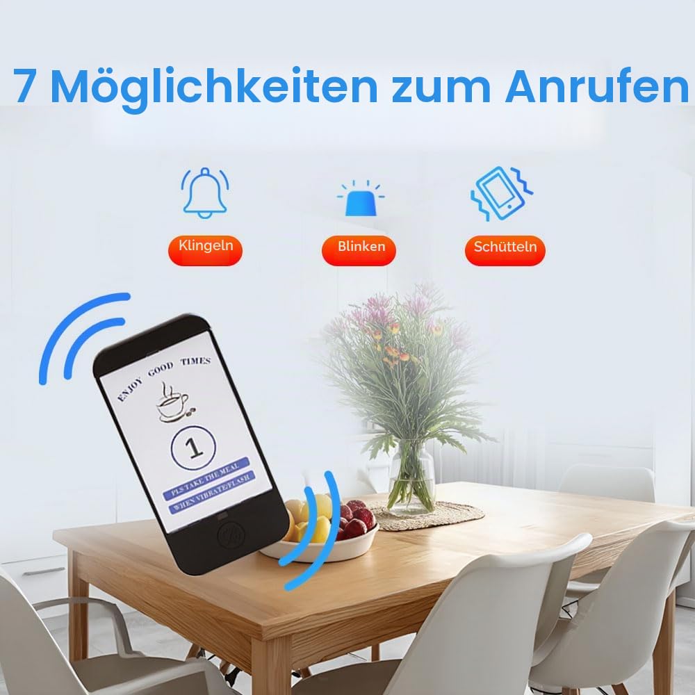 KZH Pager Rufsystem Restaurant, Aufrufsystem 500 Meters, 20 Pager System, 7 Anrufmodi, Mit Stopp Button, Auswechselbare Aufkleber, Buzzer Gastronomie für Konditorei, Hotel, Kneipen