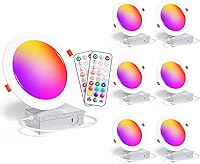 Vista 21 de Recessed Lighting 4 Inch RGBCW Color Changing Canless LED Recessed Ceiling Light with Junction Box,12W 1080LM LED Downlight Dimmable by Remote