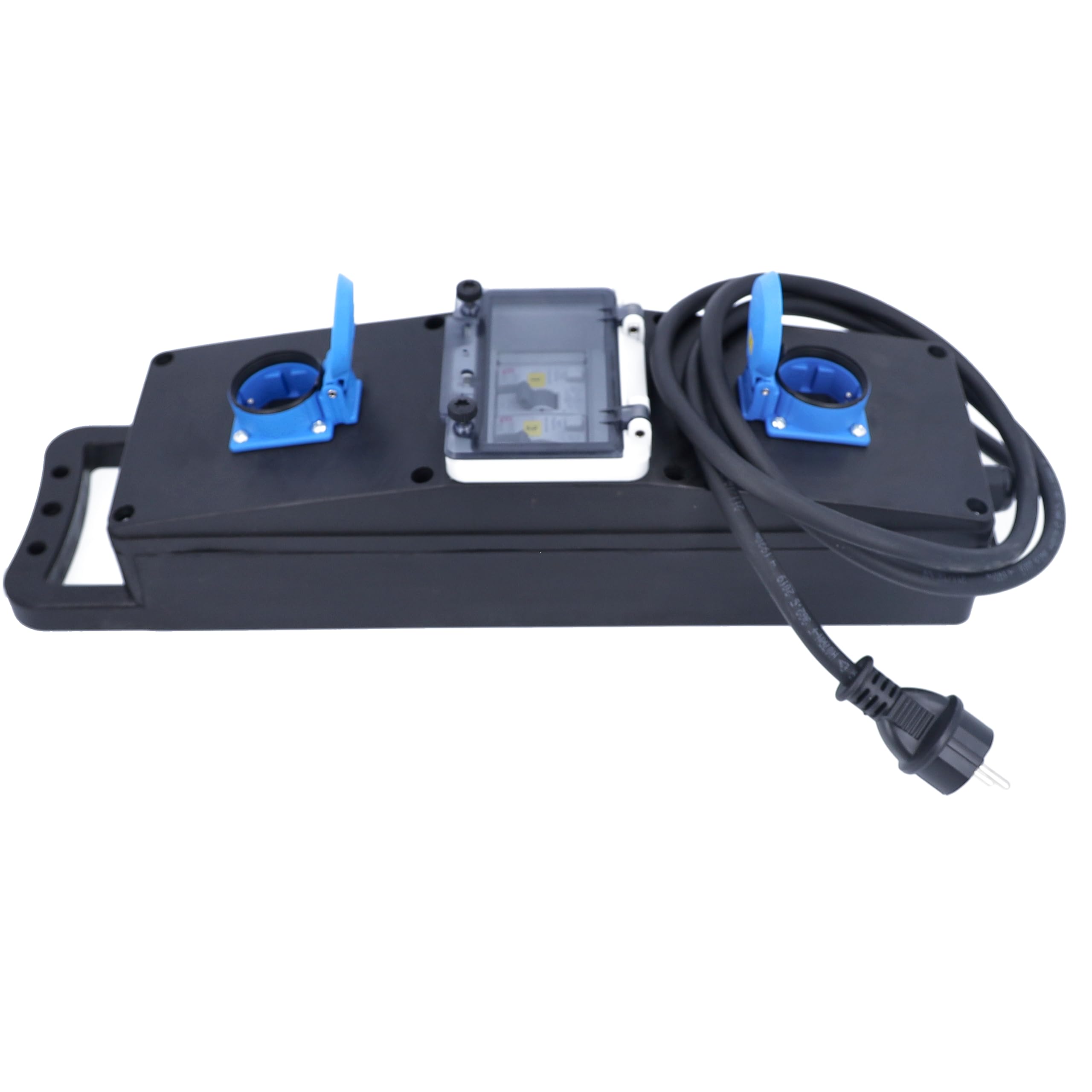 as - Schwabe Regleta móvil de goma maciza, 2 m H07RN-F 3G2,5 cable con protección de contacto 230 V/16 A, 2 enchufes de protección de contacto de 230 V/16 A, 2 interruptores de corriente residual