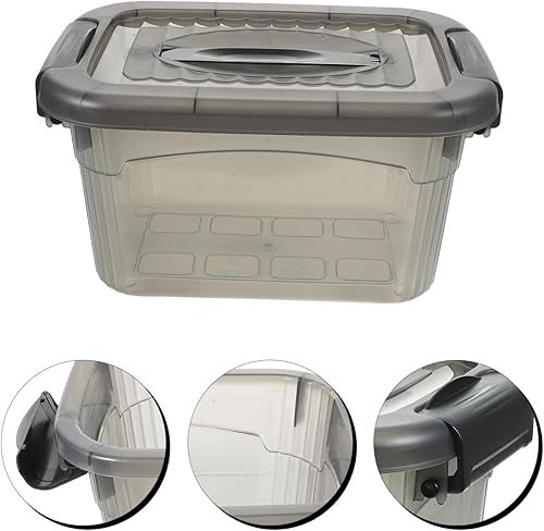 Miniatura 7 de Cabilock Contenedores de almacenamiento de plástico con tapa segura y hebillas de pestillo, apilables, organizadoras, caja de tina, organización