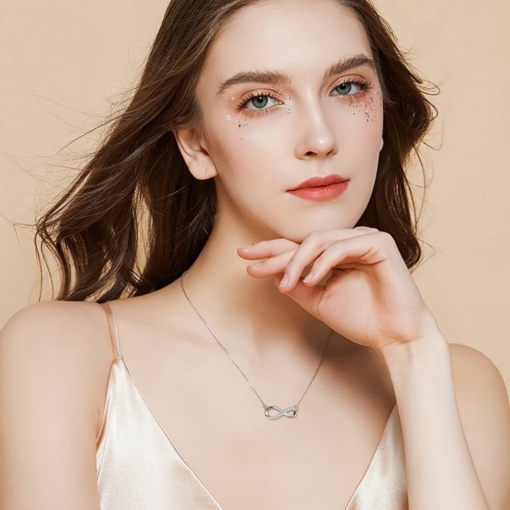 Kette Damen 925 Sterling Silber Unendlichkeit Liebe Infinity Herz Anhänger Halskette für Frauen Schmuck für Sie Frau Freundin Mama Muttertag Valentinstag Geburtstags Geschenke…