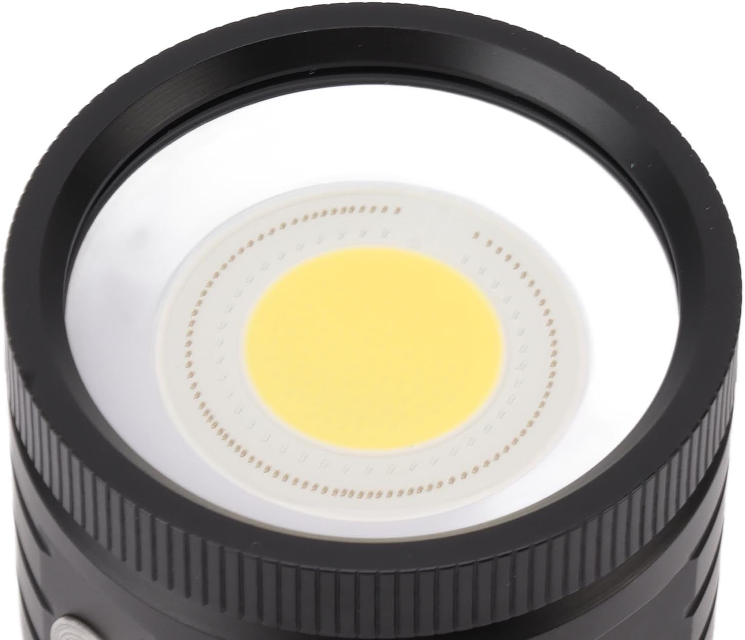 Close-up of the COB LED light source on the Diydeg diving flashlight.