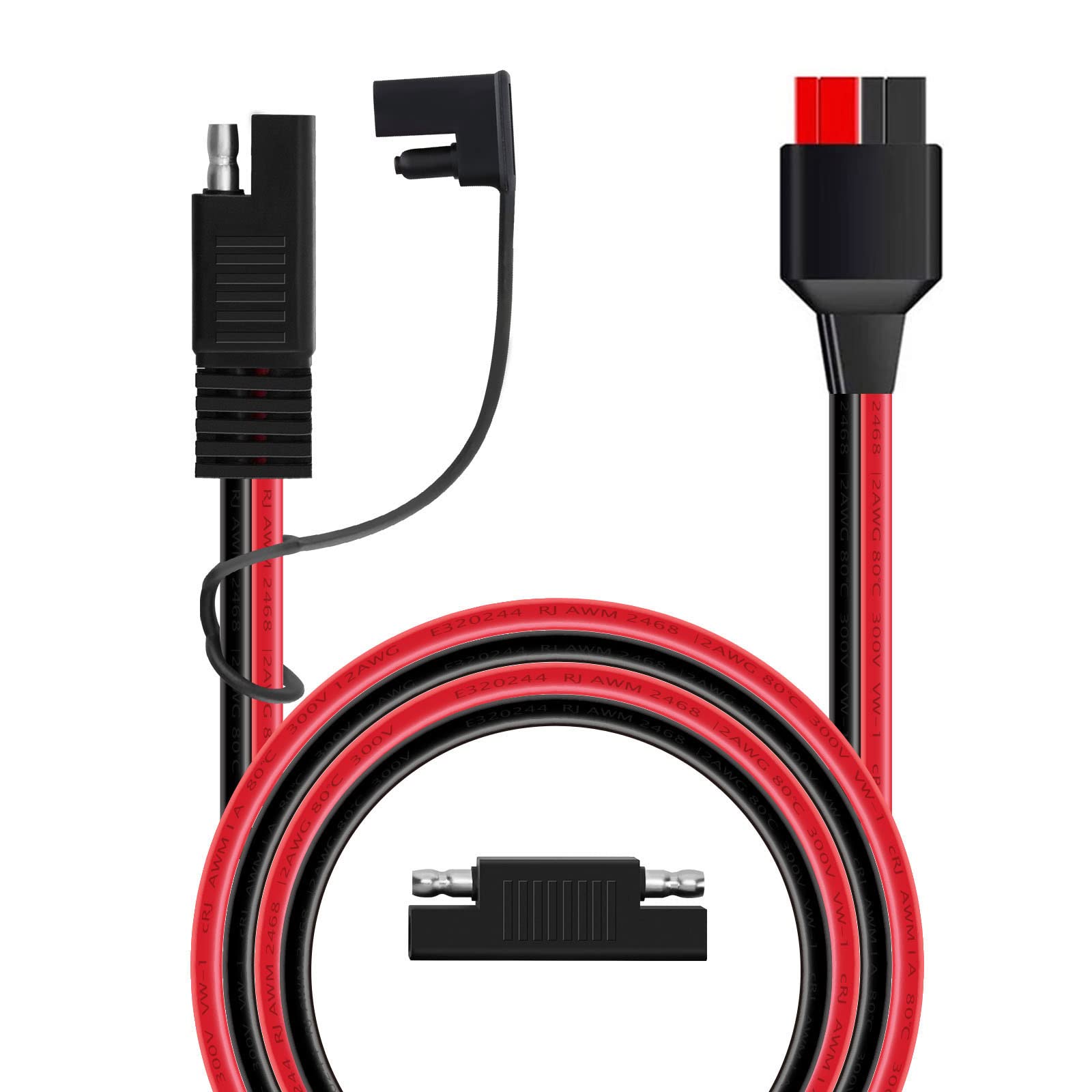 Cleqee Cavo adattatore da pannello solare a SAE, cavo di prolunga da 10 AWG da solare a SAE PV con 2 adattatori inversi di polarità per camper, roulotte, kit caricabatterie