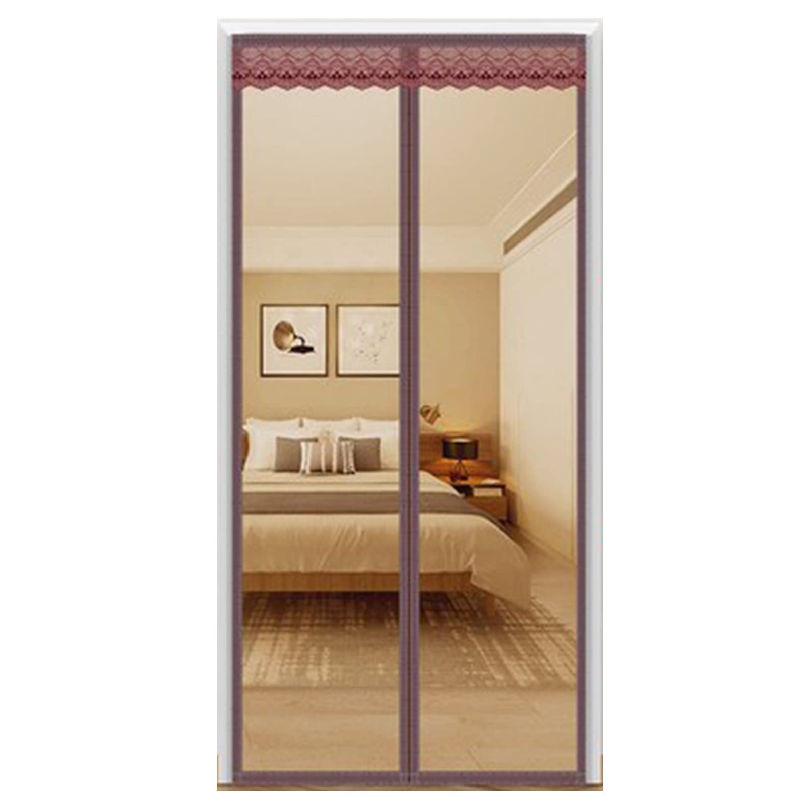 Magnetische hordeur van glasvezel 100X245cm met volledig frame klittenband Eenvoudig te installeren met krachtige magneten insectenwerende deur met volledig frame klittenband Eenvoudig te installeren, Zwart1