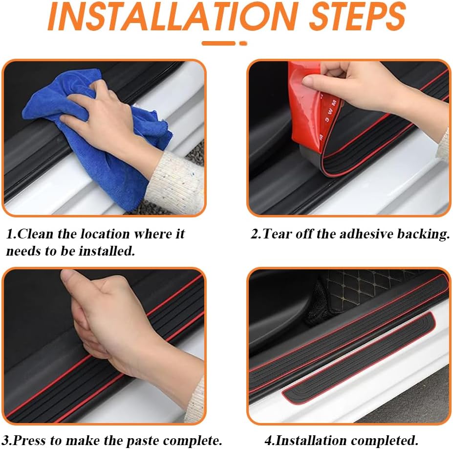 BOYOUS 4PCS PVC Soft Rubber Door Sill Protector Anti-Dirty Scuff Plate Cover Guard Sills Protector Trim,Welcome Pedal Protect for Honda HR-V HRV 2023 2024 2025 2026