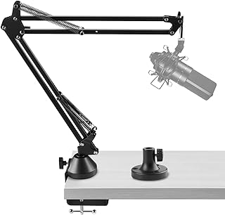 Geekria for Creators Microphone Arm Compatible with MXL 770, 990, 991, BCD-1, Mic Boom Arm with Table Flange Mount Adapter, Suspension Stand, Mic Scissor Arm, Desk Mount Holder