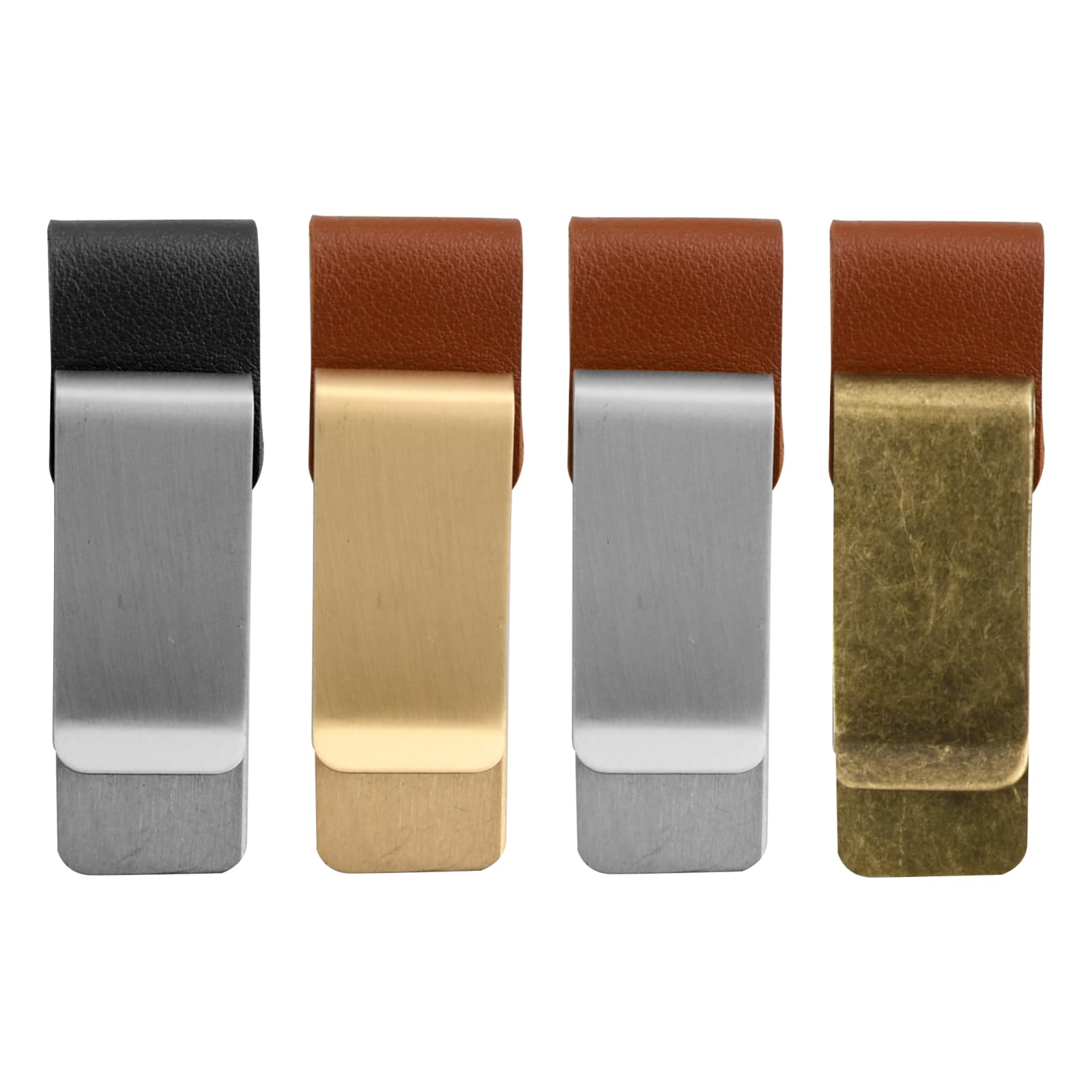 Granvoo 4 Pcs Soporte para Bolígrafos con Clip de Metal, Soporte para Bolígrafo Retro, Pen Holder Notebook, Acero Inoxidable Lazo para Bolígrafo, Diario, Cuaderno, Libretas de Bocetos, Planificador