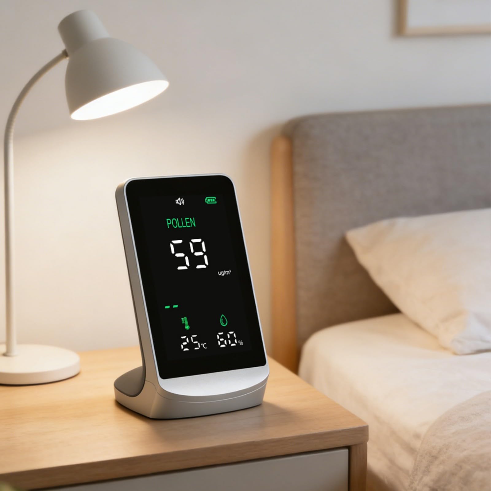 Analizadores multifunción de calidad del aire que detectan polen, polvo, humedad y temperatura para monitoreo ambiental Medidor de temperatura y humedad Detector de aire para hogar